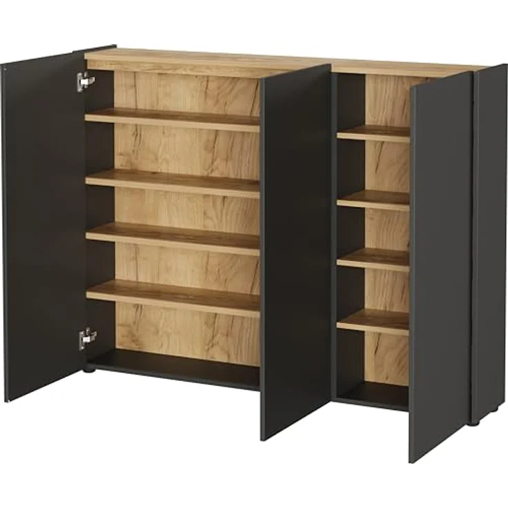 Germania 2-TLG. Garderoben-Set 9876-549 GW-Libbiano, in Graphit/Navarra-Eiche-Nb, mit geringer Tiefe, 138 x 200 x 25 cm (BxHxT) – Bild 7