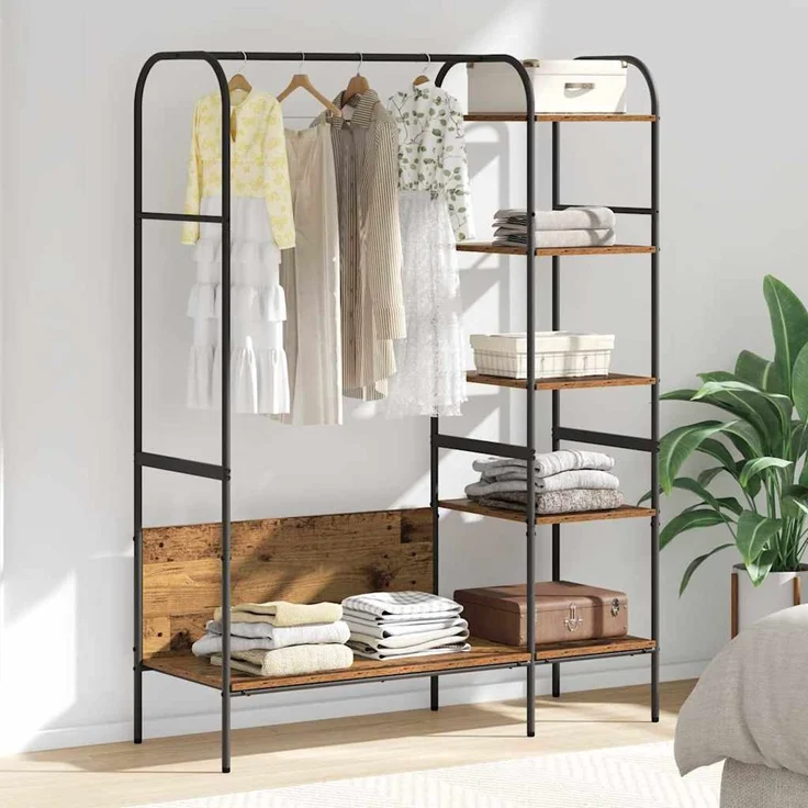 vidaXL Kleiderständer Braun Eichen-Optik 120 x 44 x 160 cm 868449 – Bild 1