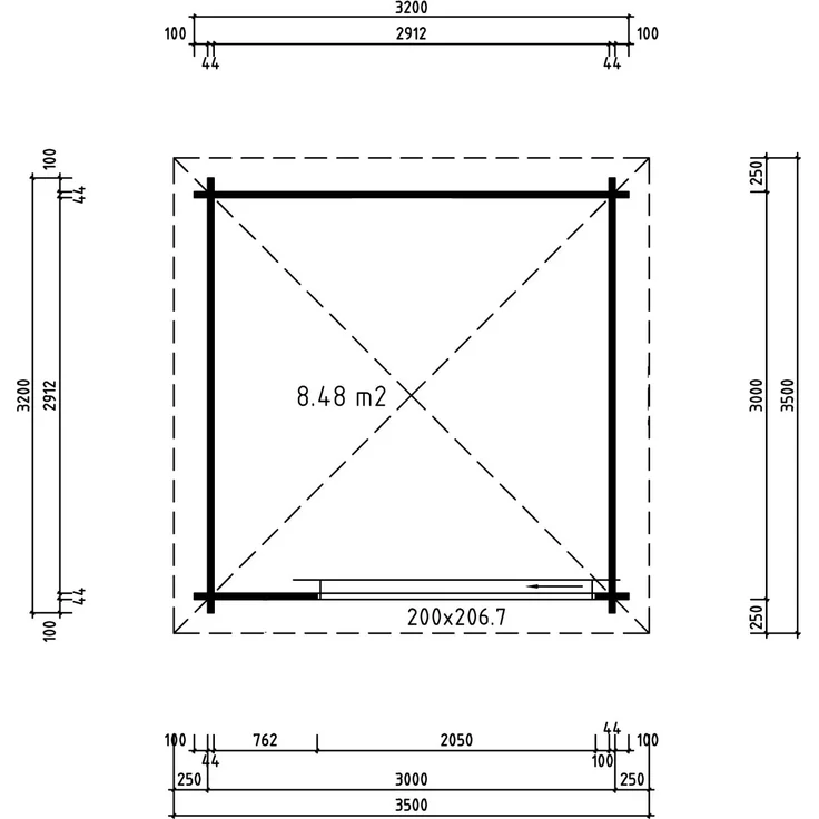 Fjordholz Gartenpavillon Modell Alu 44 A Lichtgrau – Bild 2