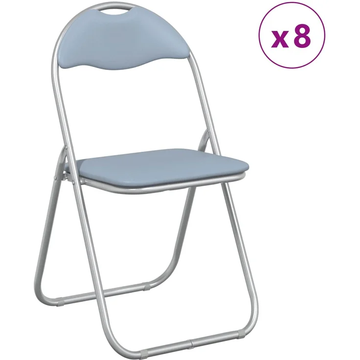 vidaXL Klappstuhl 8 pcs Grau 48 x 43,5 x 81 cm Kunstleder 42029052 – Bild 3