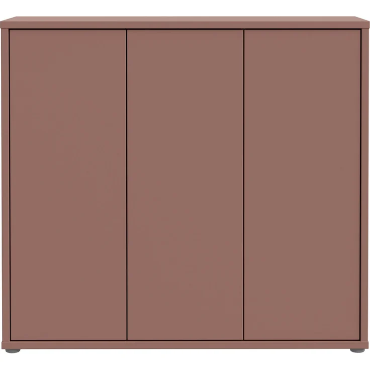 Forte ALICE SPRINGS Schuhschrank 100 110, moderner Flurschrank mit 3 Türen und 8 Einlegeböden, Holzwerkstoff, Terrakotta, 109,2 cm breit x 99,1 cm hoch x 34,9 cm tief – Bild 2