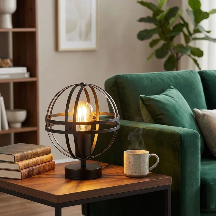 Tischleuchte, Metall, Kugel, Industrial, schwarz, D 20 cm – Bild 3