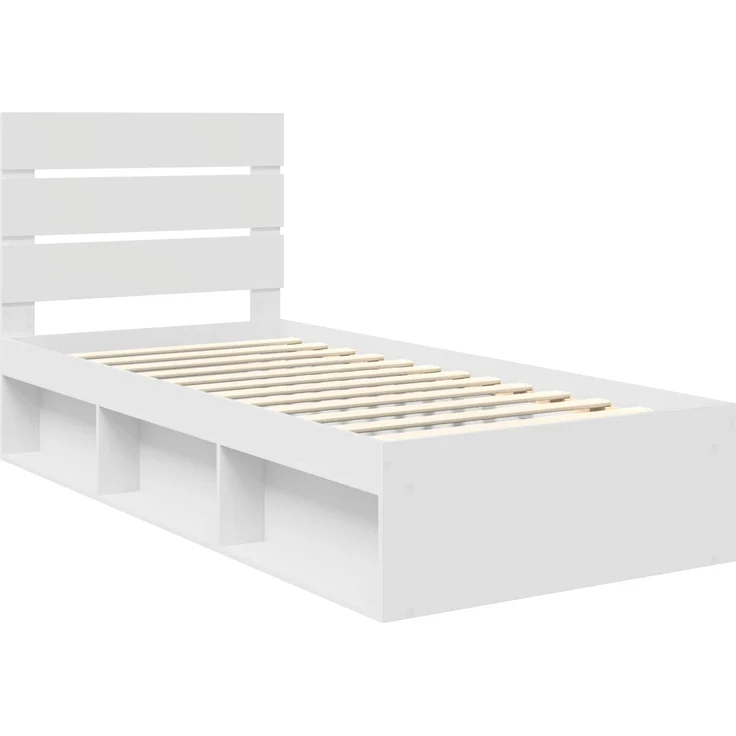 vidaXL Bettrahmen mit Kopfteil Weiß 90 x 190 cm Massives Kiefernholz 3411792 – Bild 3