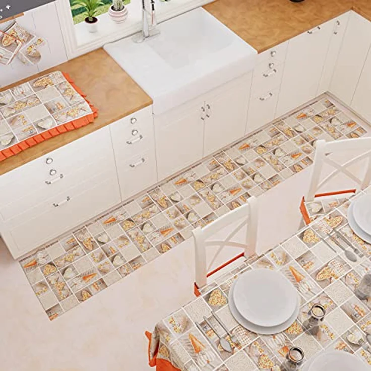 PETTI Artigiani Italiani - Tischdecke, Kunststoff-Tischdecke mit Rüschen, wasserdicht, Outdoor-Tischdecke aus Baumwolle Lidia Orange, 6 Sitze (140 x 180 cm), 100% Made in Italy – Bild 6