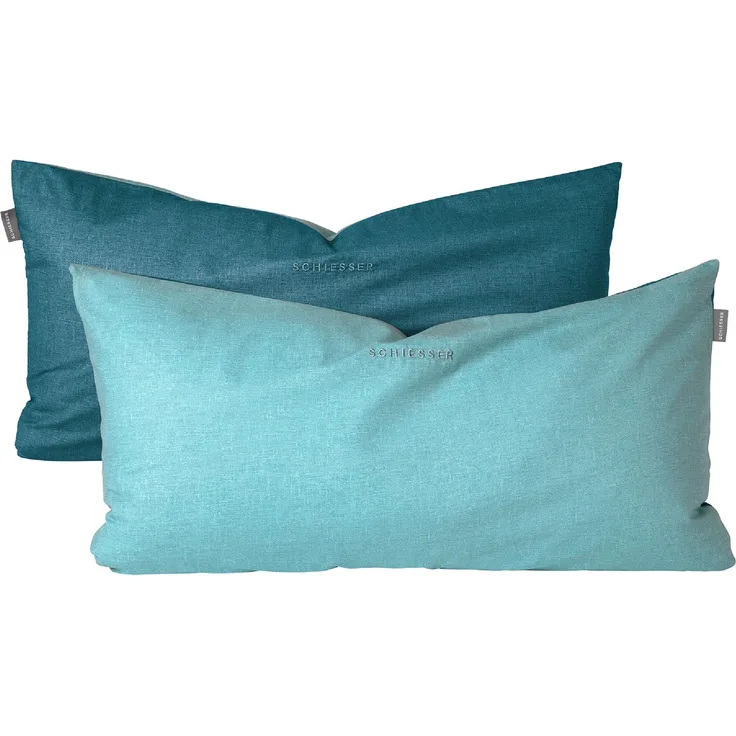 Schiesser Kissenhüllen, 2 Stück, Wendeoptik, Made in Green, Baumwolle in Renforcé-Qualität, 40x80 cm, Helltürkis