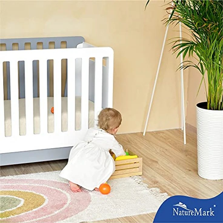 NatureMark Spannbettlaken Frottee Spannbettlaken, 80% Baumwolle / 20% Polyester, Gummizug: rundum, (2 Stück), 2er Set Kinder Spannbettlaken Frottee, Spannbetttuch 80% Baumwolle / 20% Polyester, für Babybett und Kinderbett, 70x140 cm - Natur weiß – Bild 8
