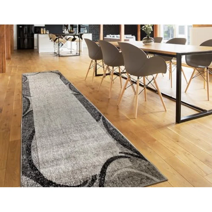 oKu-Tex Bettumrandung 3 teilig, Läufer (67 x 340 cm) + Brücken (2 x 67 x 140 cm), Kurzflor, (Set 3 teilig, 3-tlg), Teppich Schlafzimmer Bettvorleger Set schmal gewebt creme meliert – Bild 4