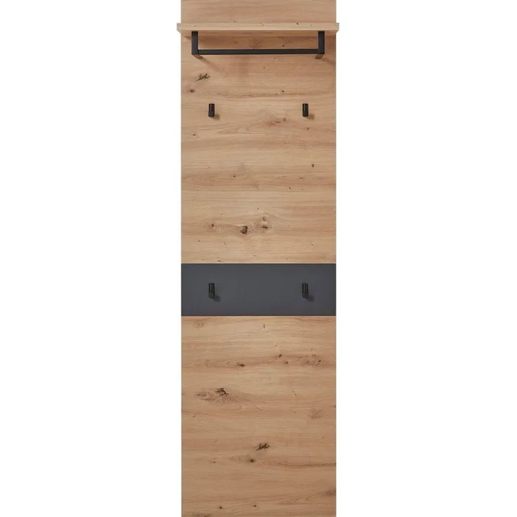 Garderobenpaneel MEMPHIS 50 cm mit Hutablage Artisan Eiche und Graphit