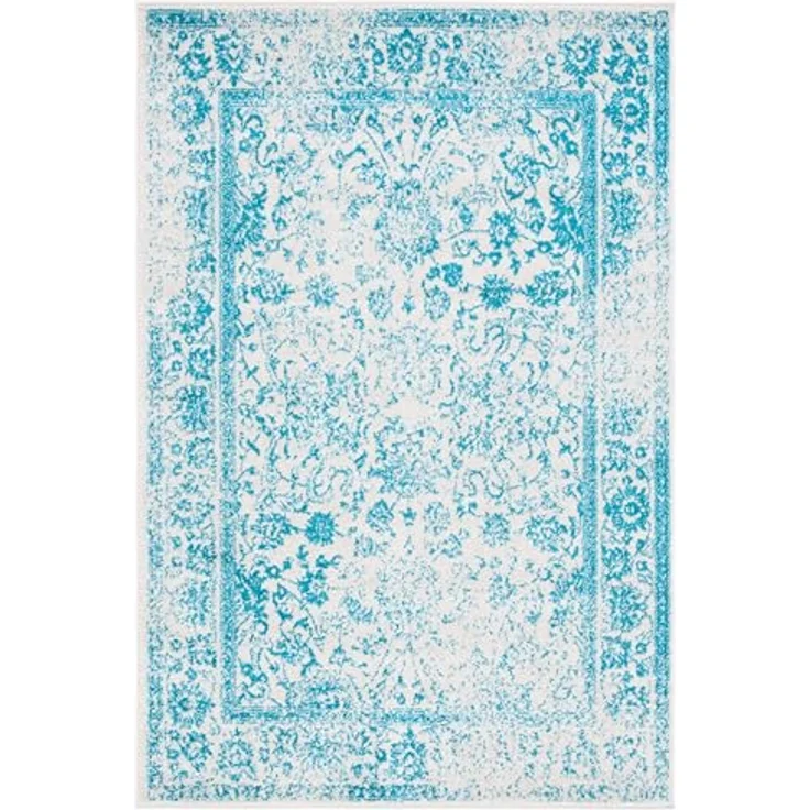 Safavieh Teppich 183x274 cm - Adirondack Collection - Transitional Design, Elfenbein & Petrol, Pflegeleichte Synthetikmischung, Ideal für Wohnzimmer, Schlafzimmer, Büro | 1 cm Flor, Teppich für den Innenbereich, langlebig, kinder- und haustierfreundl... – Bild 2