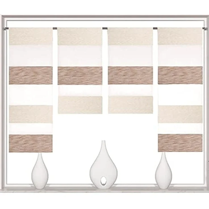 Clever-Kauf-24 Scheibengardine 4-teiliges Mini-Flächenvorhang-Set in beige weiß 2291-13, Stangendurchzug, halbtransparent, Store – Bild 1
