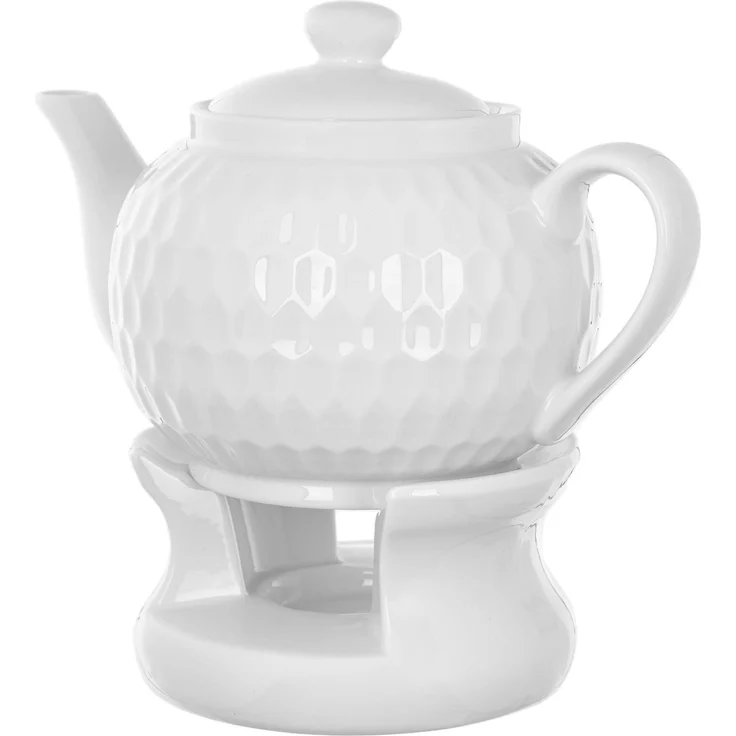 KADAX Teekanne 900ml mit Stövchen Set, Kaffeekanne aus Keramik mit Deckel, Griff und Teestövchen, Kanne mit Teelicht Wärmer für Tee, Teeservice (Weiß II) – Bild 7