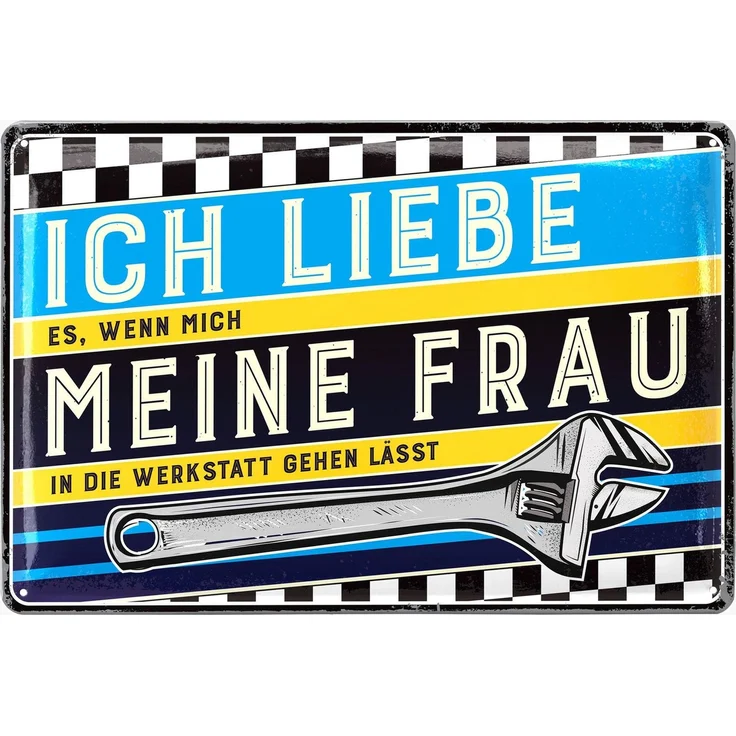 LANOLU Blechschild Ich liebe meine Frau Werkstatt - 20x30cm – Metall – Mehrfarbig – 20149 – Bild 1