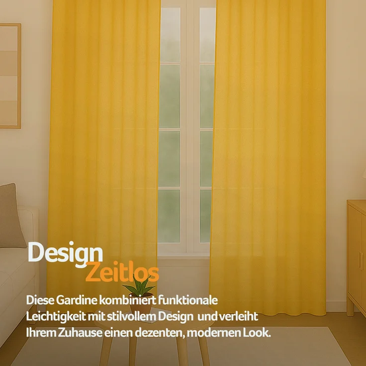 Gardine mit Ösen *** x *** cm ( Breite x Länge ) in ***, blickdichter Vorhang, Ösenvorhang in vielen Variationen 140x175 cm Gelb – Bild 8