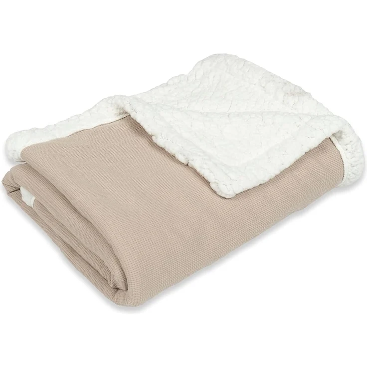 ULLENBOOM Babydecke 70x100 cm, Sand - Aus Baumwolle & flauschigem Teddy Fleece (OEKO-TEX Standard), Baby Decke Neugeborenen, ideal als Kinderwagendecke oder Kuscheldecke