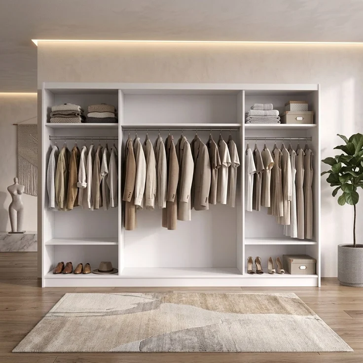 BELANO Schwebetürenschrank 200 cm mit Spiegel – Kleiderschrank mit Schiebetüren, Innenausstattung: Basic – Bild 3