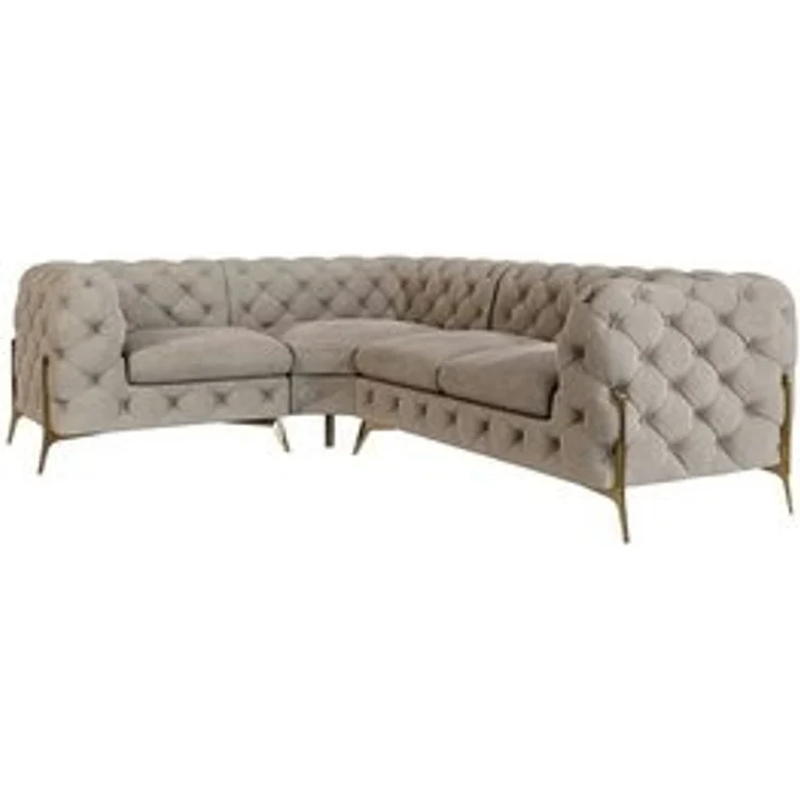 S-Style Möbel Ecksofa Chesterfield Ashley mit Goldene Metall Füßen, Die Eckeinheit kann entweder rechts- oder linkshändig sein, mit Wellenfederung – Bild 6