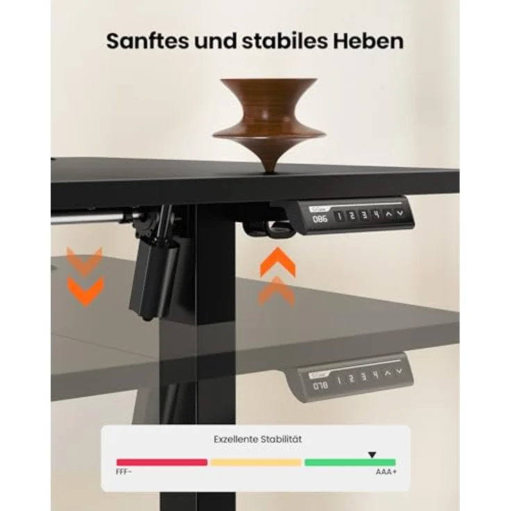 ErGear Elektrisch Höhenverstellbarer Schreibtisch 160x80 cm, Schreibtisch Höhenverstellbar mit 4 Memory-Funktion, Gaming Tisch mit Vierteilige Tischplatte – Bild 8
