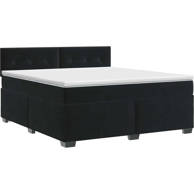 vidaXL Boxspringbett mit Matratze Schwarz 140 x 190 cm Samt 3450712 – Bild 2