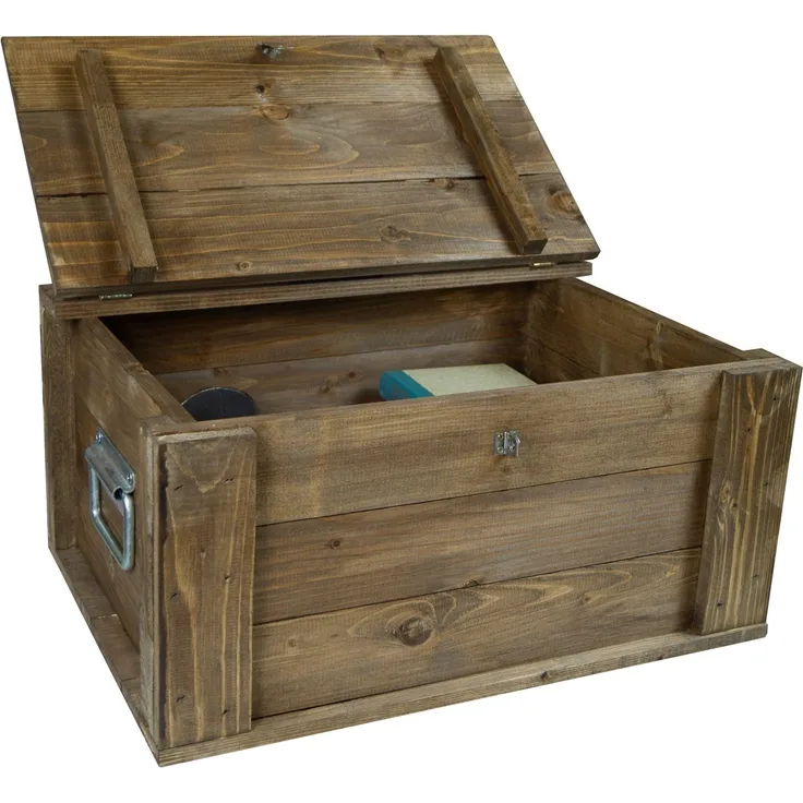 Kistenkolli Altes Land Allzweckkiste Holztruhe Hugo braun mit Deckel Holzkiste Schatzkiste Hochzeitskiste (Spar-Set)
