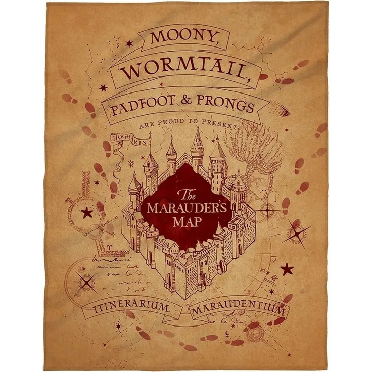 Große Fleece-Decke Kuscheldecke Harry Potter Marauder's Map 150x200 cm