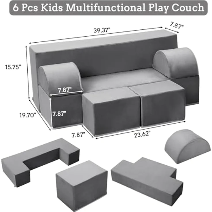 GarveeLife Kinderbett, Schlafsofa, ausziehbar mit 6 Modulen, Futon, faltbar, Möbel für Kinderzimmer, Schlafzimmer, Spielzimmer – Bild 3
