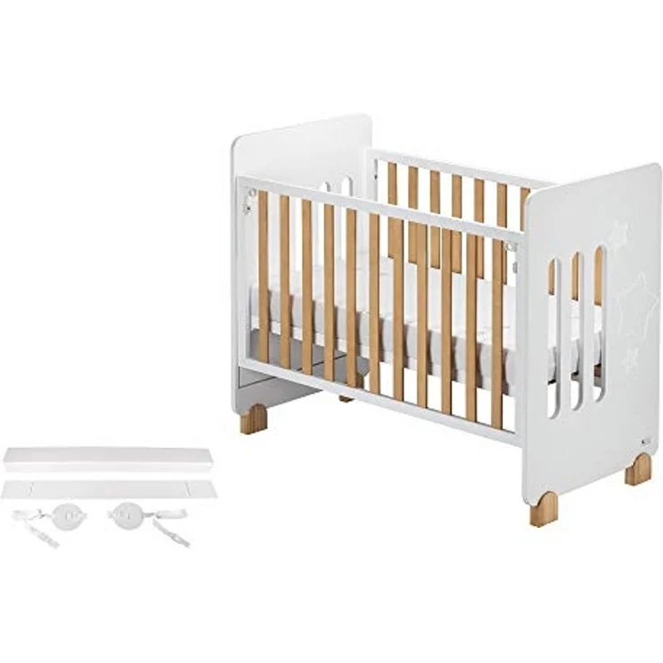 Interbaby CUNA15CK Star Nature - Babybett Co-Schlafbett mit Matratze, weiß, 20.3 kg – Bild 1