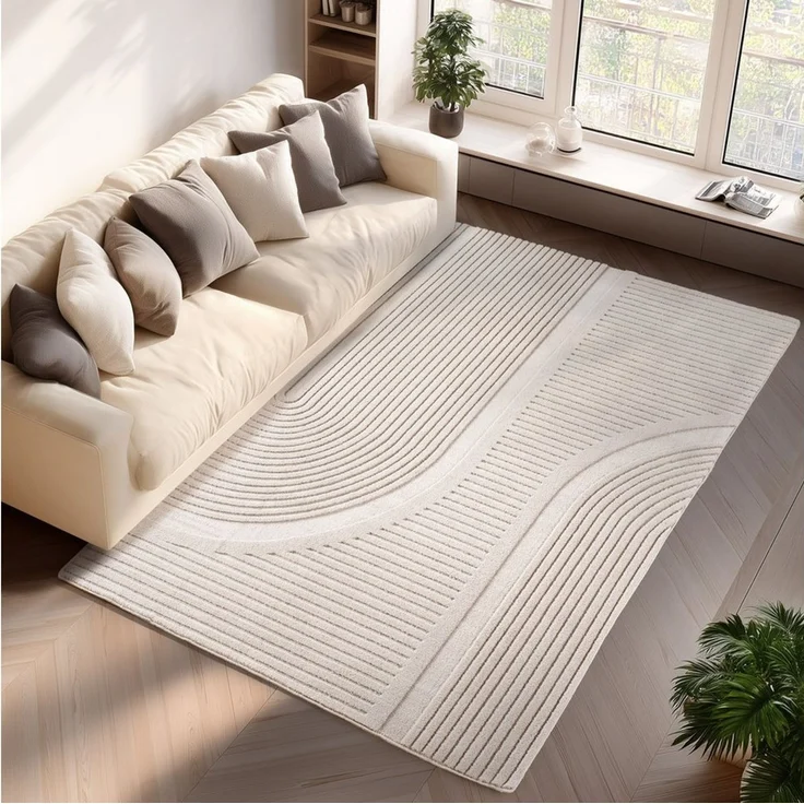 Jimri Teppich COSY - Skandinavischer Boho Geometrisch Modernerteppich Unifarben, Rechteckig, 80 x 150 x 0,12 cm, Hoch-Tief-Effekt, Kurzflor – Bild 1