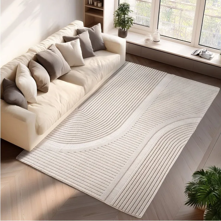 Jimri Teppich COSY - Skandinavischer Boho Geometrisch Modernerteppich Unifarben, Rechteckig, 80 x 150 x 0,12 cm, Hoch-Tief-Effekt, Kurzflor