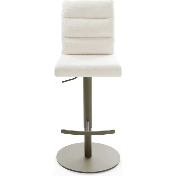 Barstuhl Pela-Flex Bouclé Soft Beige Drehfuß höhenverstellbar Metall Titanfarben – Bild 2