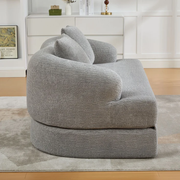ZUBALIYA Schlafsofa 84x65 cm, mit LED - Beleuchtung, mit Chenille - Bezug, modular aufgebaut, mit Schaumstoffpolsterung, Hellgrau – Bild 11