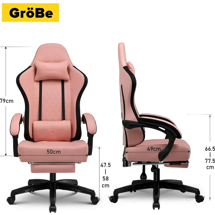 GTPLAYER Gaming Stuhl, Gamer Stuhl, Ergonomischer Bürostuhl COMHOMA Serie mit Fußstütze verstellbare Lenden und Kopfkissen, Gaming Chair Gepolstert, Gaming Sessel 150kg Belastbarkeit weiß – Bild 7
