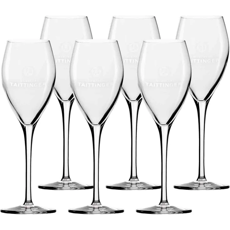 Taittinger Champagnerglas 6er Set 0,1l Eichstrich