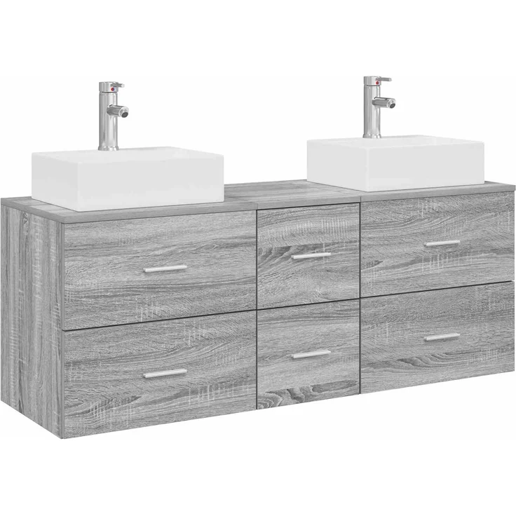 vidaXL Badezimmerschrank-Set 3 stk. Grau Sonoma 129 x 41 x 79,5 cm 3405848 – Bild 2