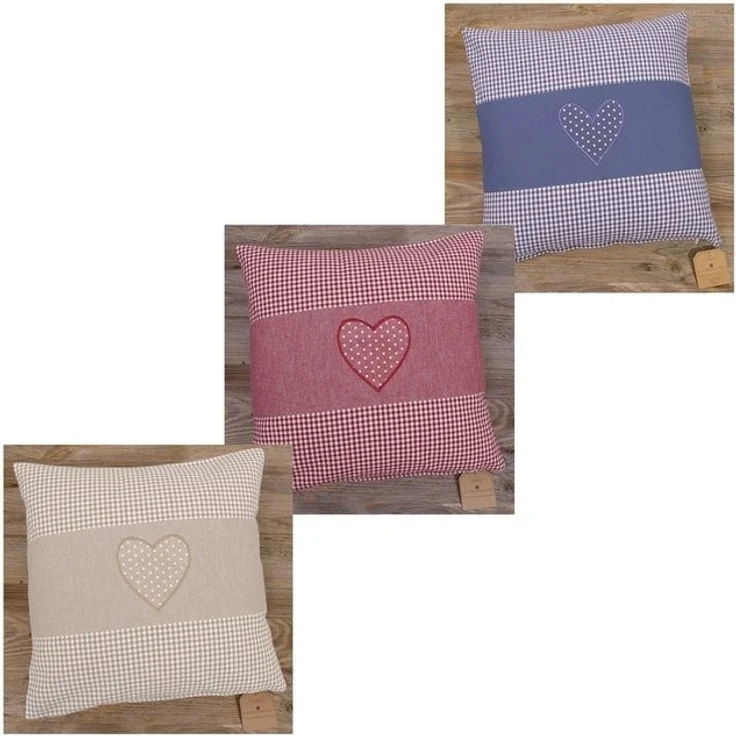 matches21 HOME & HOBBY Kissenbezüge Kissen-Bezug 40x40 cm Herz beige weiß gepunktet Baumwolle, (1 Stück), Wohnzimmer Kissen-Hülle als Deko-Kissen Zier-Kissen Sofa-Kissen – Bild 4