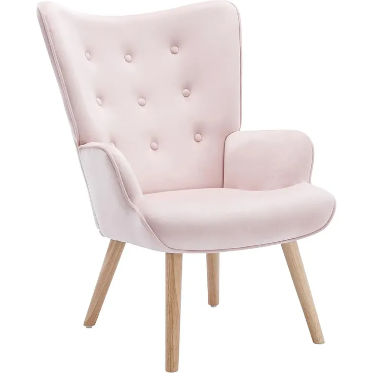 Vente-unique - VATELY Sessel SamtStoff Puderrosa - B 78 cm x H 95,5 cm x L 69 cm