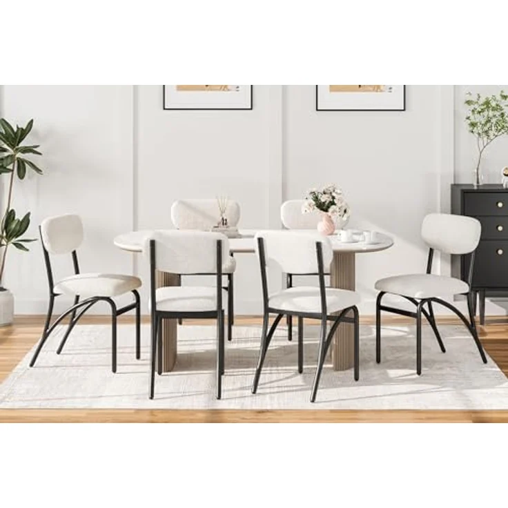GarveeHome 2er-Set Esszimmerstuhl Aus Fleece, Stuhl Mit Metallgestell, Küchenstuhl Mit Abnehmbarer Und Waschbarer Rückenlehne, Für Esszimmer Und Wohnzimmer, 41 x 39 x 83 cm – Bild 6