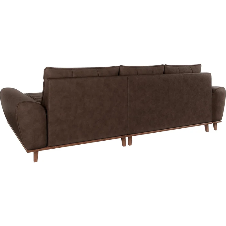 Ecksofa mit Schlaffunktion Bettkasten in Leder-Optik Mikrofaser Vintage Braun – Bild 8