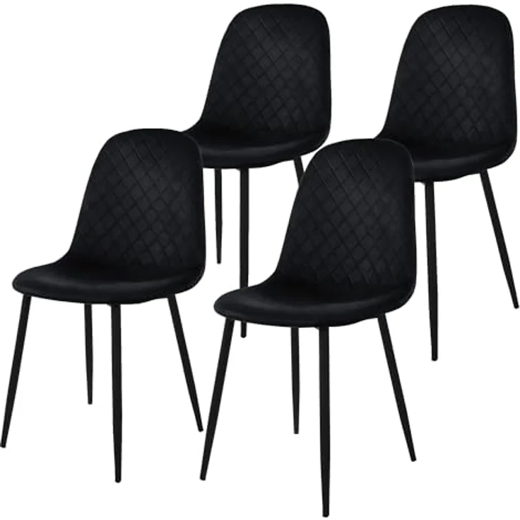 ML-DESIGN Stuhl Esszimmerstuhl mit Rückenlehne, Polsterstuhl mit Metallbeinen (4 St), Wohnzimmerstuhl ergonomisch Schwarz mit Samtbezug Küchenstuhl – Bild 2