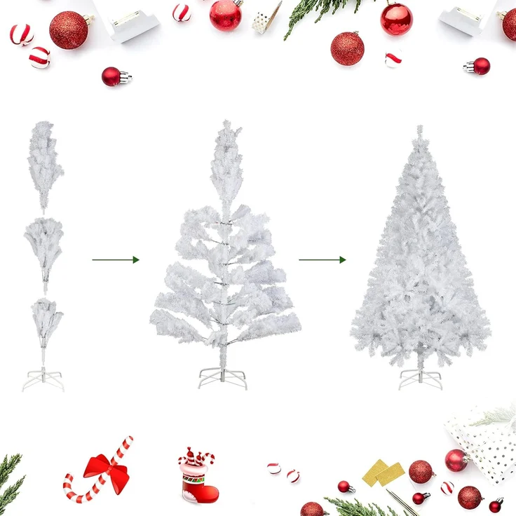 SALCAR Weihnachtsbaum Künstlich 180 cm Weiss, Künstlicher Tannenbaum mit Handschuhen und Metallständer, Weihnachtsbäume als Weihnachtsdeko Innen – Bild 4