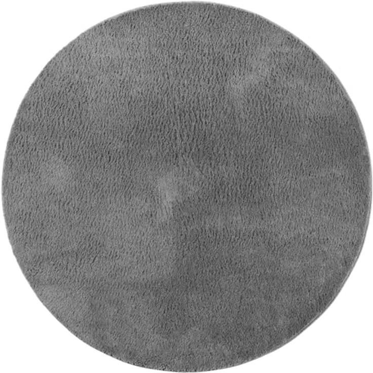 the carpet Relax Moderner Flauschiger Kurzflor Teppich, Anti-Rutsch Unterseite, Waschbar bis 30 Grad, Super Soft, Felloptik, Anthrazit, 200x200 cm Rund – Bild 3