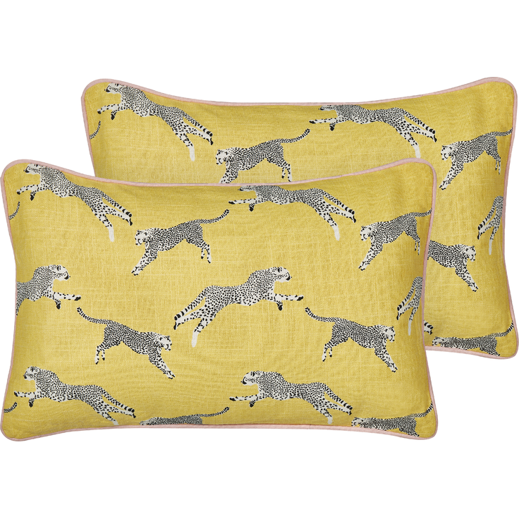 Kissen 2er Set Tiermuster ARALES Baumwolle 30 x 50 cm Gelb