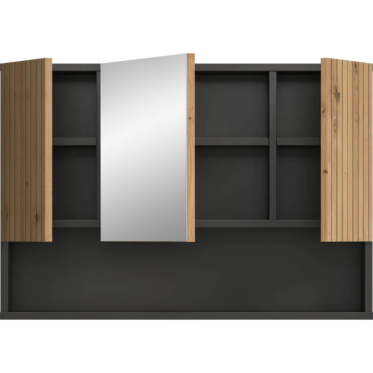 Spiegelschrank B/H/T: 80x55x17 cm in Basalt Nachbildung und -- – Bild 3