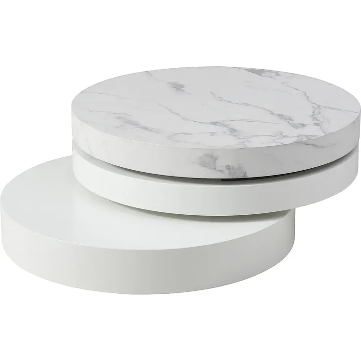 Vente-unique - JANITA Couchtisch Holz, Platte Weiß - B 80 cm x H 32,5 cm x L 80 cm – Bild 7