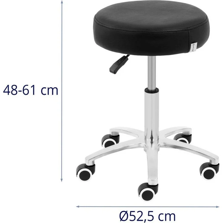 Physa Drehhocker Rollhocker 120 kg Arbeitsstuhl Drehstuhl höhenverstellbar schwarz, Schwarz – Bild 4