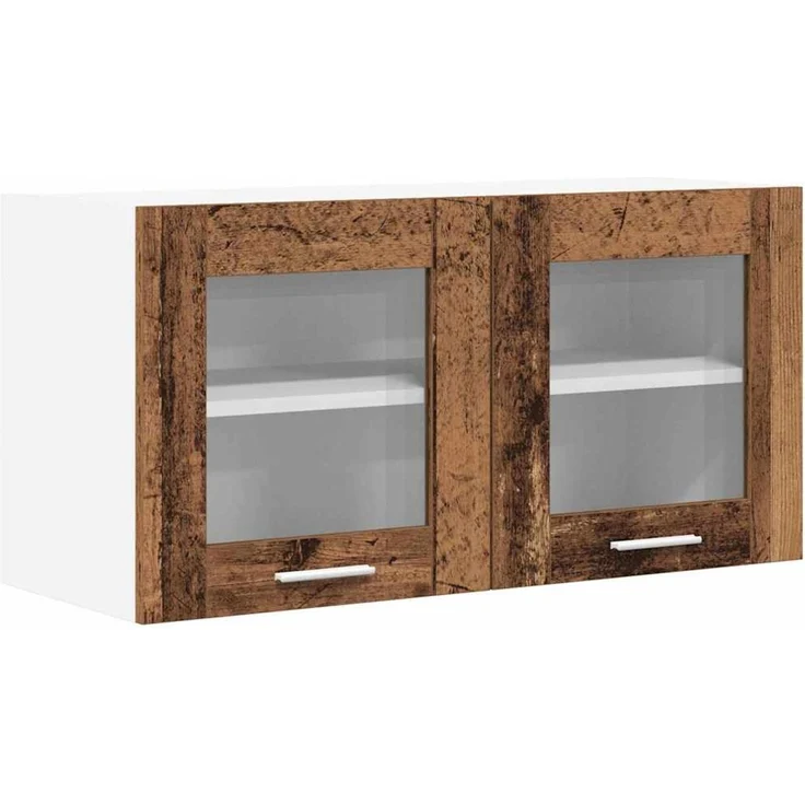 Küchen-Hängeschrank, Wandschrank Altes Holz und Weiß 80 x 31 x 40 cm Holzwerkstoff – Bild 2