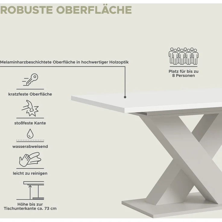 Motion Esstisch in weiß Nachbildung – Bild 7
