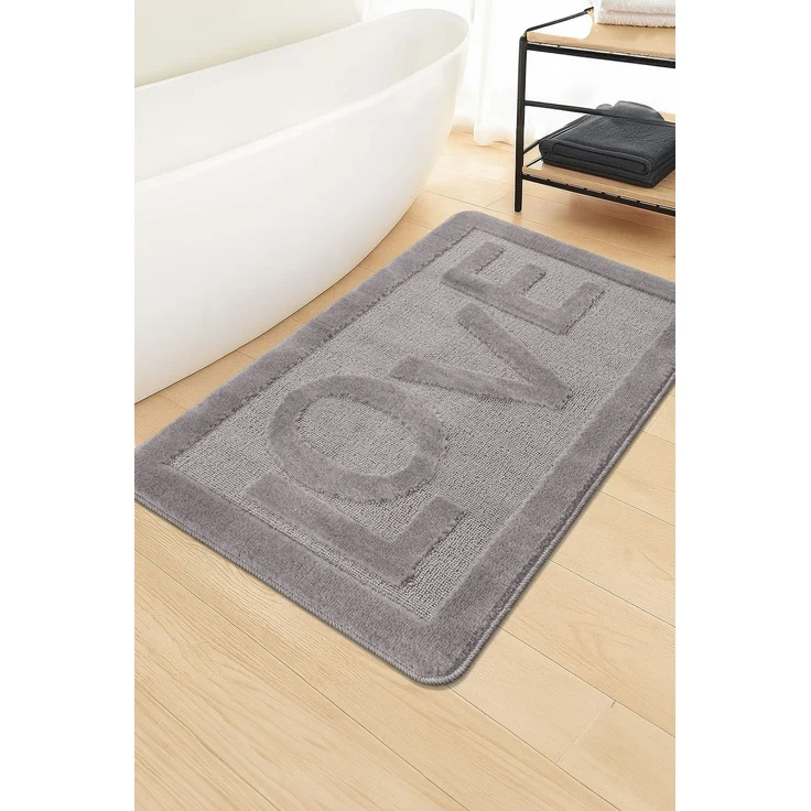 Mijolnir 'Love - Grey' Badematte, Grau, 60 x 100 cm – Bild 3