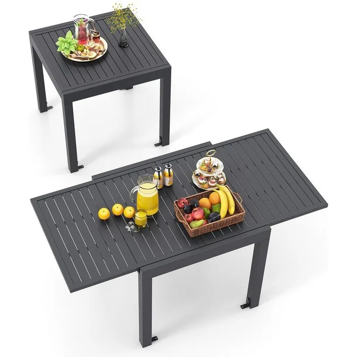 KOMFOTTEU Gartentisch, Terrassentisch wetterfest aus rostfreiem Aluminium