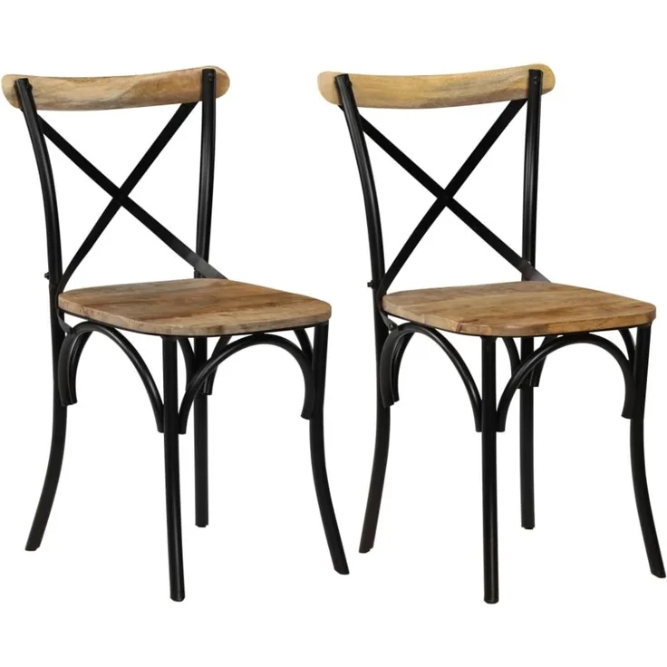 vidaXL Kreuzstühle 2 Stk. Schwarz Massivholz Mango 247316