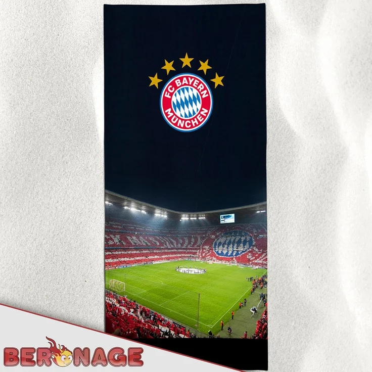 BERONAGE Strandtücher FC Bayern München Badetuch Allianz Arena 75x150 cm Strandtuch Fußball, (1-St), Frottee in Velours-Qualität – Bild 6